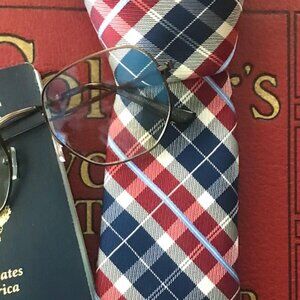 CLASSIC MEN'S TIE BY NAUTICA POLYESTER NAVY BLUE & RED DIAGONAL STRIPES
